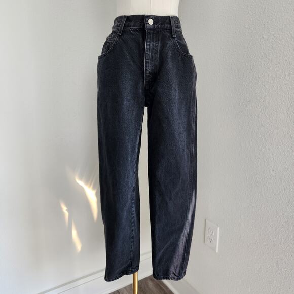 American Vintage Denim - Vintage 90s Gitano Black Wash High Rise Tapered Leg Denim Jeans 2 80s